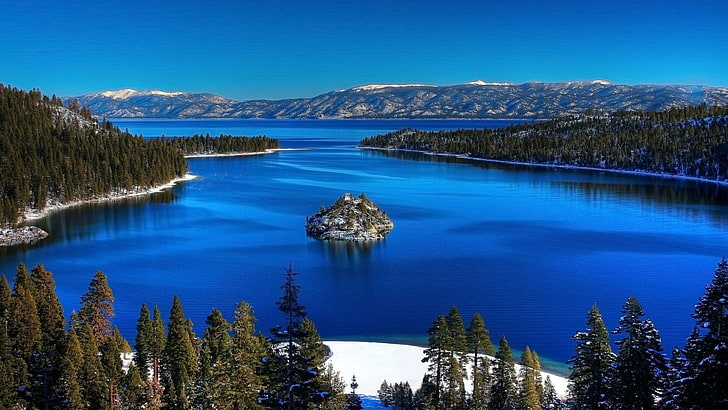 crater lake, usa, state park, emerald bay, inlet, water resources, HD wallpaper