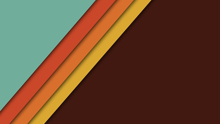 teal, orange, and brown wallpaper, simple, material style, no people