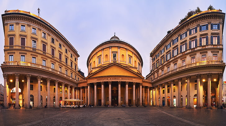 San Carlo al Corso church, Milan, Italy, brown concrete building, HD wallpaper