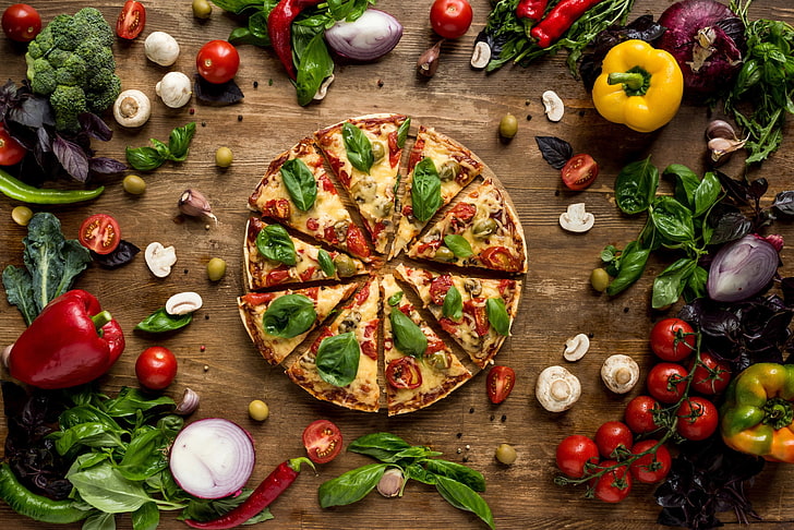 pizza, food, vegetables, fruit, food and drink, freshness, healthy eating