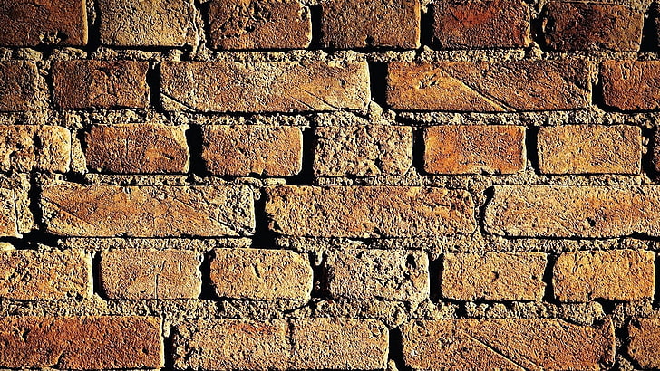 brown brick wall, background, texture, backgrounds, pattern, cement, HD wallpaper