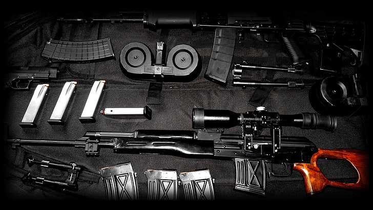 gun, PSL, saiga, pistol, indoors, no people, still life, weapon, HD wallpaper