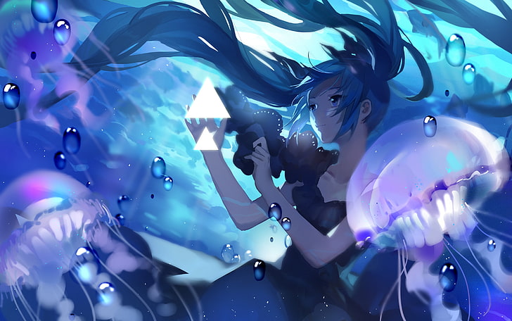 HD desktop wallpaper: Anime, Girl, Underwater, Bubble download free picture  #993035