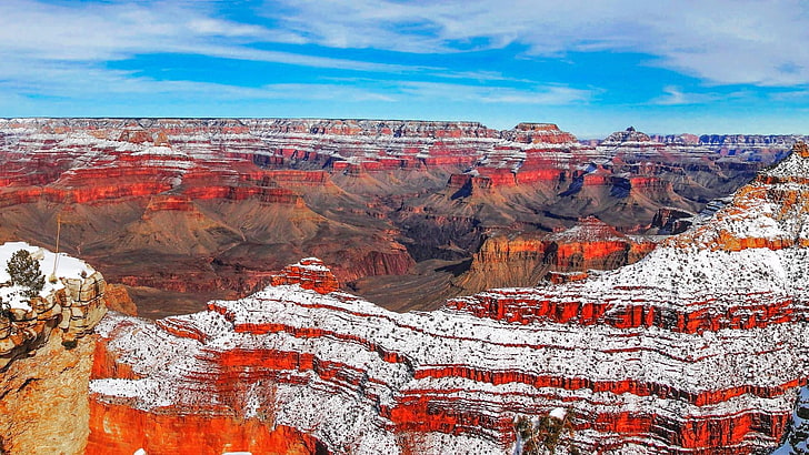 canyon, grand canyon national park, winter, snow, arizona, usa, HD wallpaper