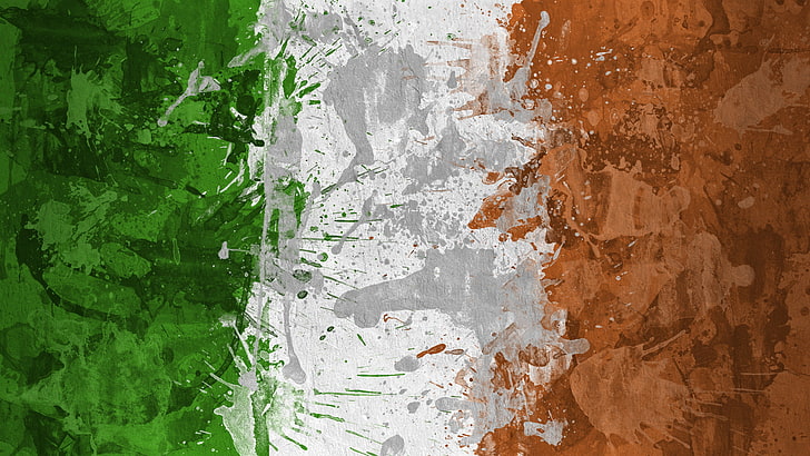 multicolored India flag paint splatter illustration, Ireland