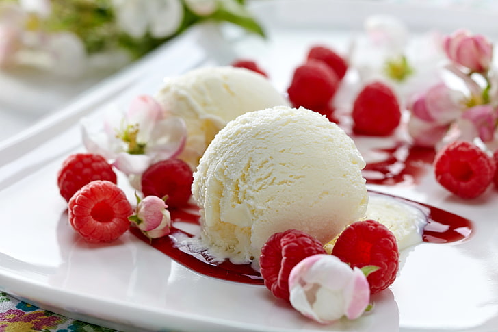 HD wallpaper vanilla ice cream berries raspberry dessert sweet yammy   Wallpaper Flare