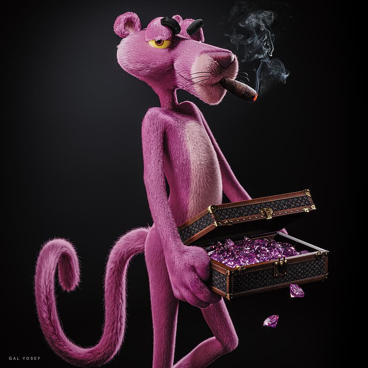 HD wallpaper: artwork, digital art, cigars, diamonds, The Pink Panther  (Cartoon) | Wallpaper Flare