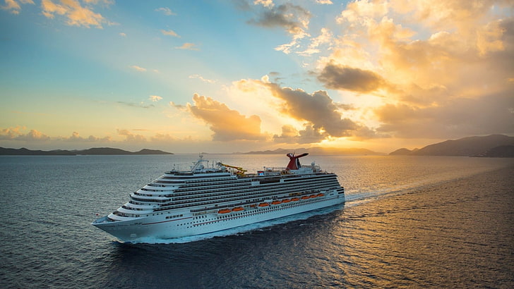 Cruise Ships, Carnival Breeze, Sunset, HD wallpaper