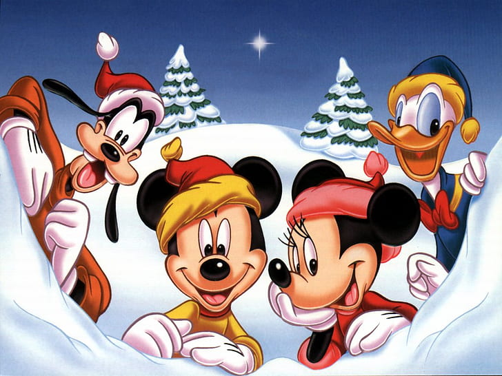 Disney Donald Duck Disney in the Snow Abstract Other HD Art, Minnie Mouse