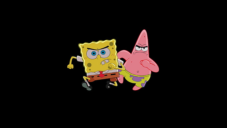 Spongebob Squarepants and Patrick illustration, simple, simple background