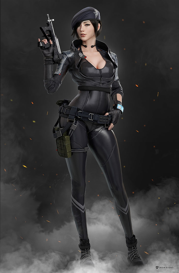 game character wallpaper, 3D, Iron Sight, weapon, gun, girls with guns, HD wallpaper