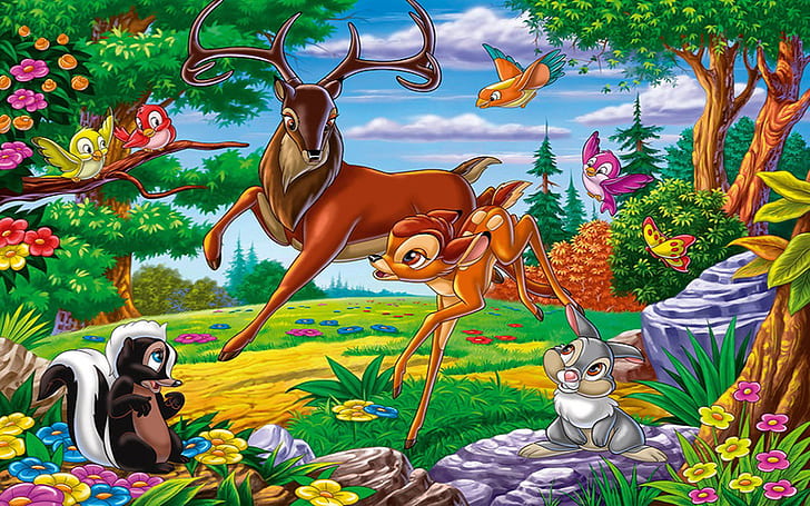 Great Prince Of The Fores Father Of Bambi Friends Thumper Rabbit And Flower Photo Wallpaper 1920×1200, HD wallpaper
