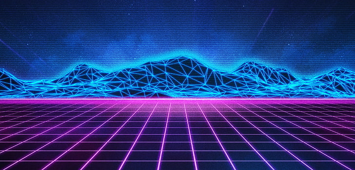 Mountains, Music, Neon, Hills, Electronic, Synthpop, VHS, Darkwave, HD wallpaper