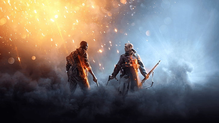 two men holding gun digital wallpaper, Battlefield 1, war, video games, HD wallpaper