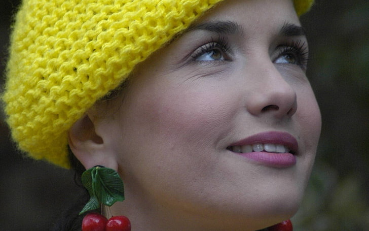 natalia oreiro, portrait, headshot, one person, close-up, hat