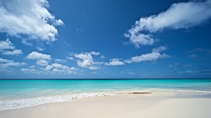 body of seashore, beach, clouds, tropical, landscape, sky, water, HD wallpaper
