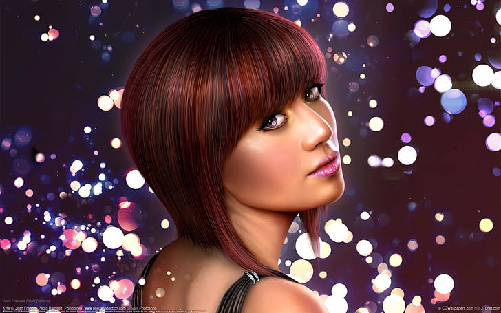 women, fantasy girl, digital art, looking back, redhead, render, HD wallpaper