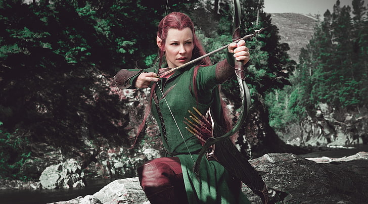 The Hobbit The Battle Of The Five Armies Tauriel, women's green long-sleeved shirt
