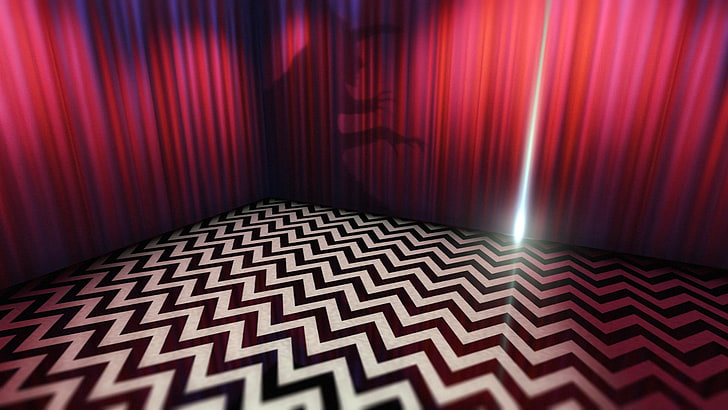 pink drapes, red, twin peaks, TV, pattern, indoors, no people, HD wallpaper