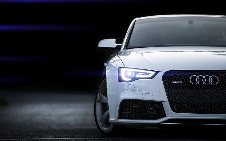 Audi, Audi RS5, Headlights, LED headlight, lens flare, mode of transportation, HD wallpaper