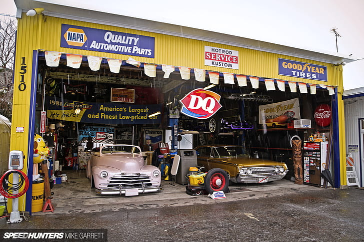 Classic Car Classic Hot Rod Garage Rain HD, cars, HD wallpaper