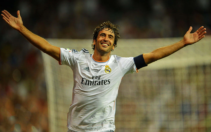 Raul 4K, men's white adidas Real Madrid soccer jersey, Sports