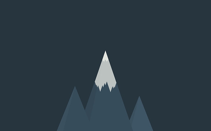 gray and white mountain illustration, minimalism, mountains, copy space, HD wallpaper