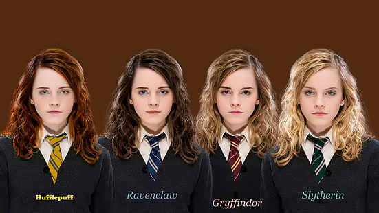 HD wallpaper: Ravenclaw, Gryffindow and Slytherin Emma Wattson, Hogwarts,  faculties | Wallpaper Flare
