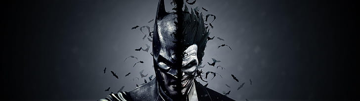 Batman, joker, dual monitor, the dark background