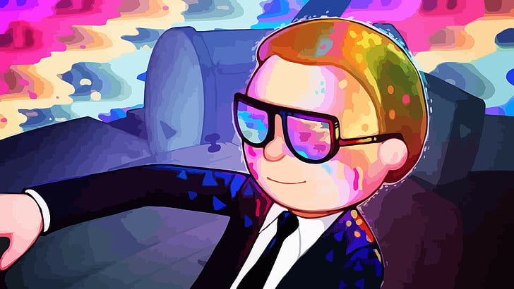 car, rainbows, Rick And Morty, Run for Jewels, Vector graphics