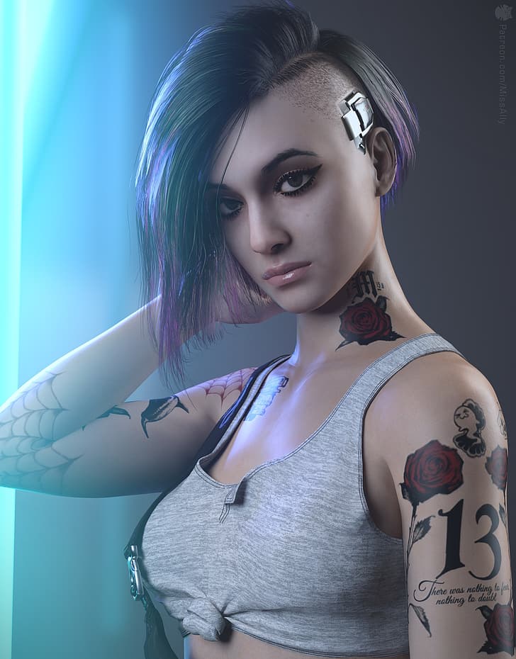 HD wallpaper: Cyberpunk 2077, women, undercut (hairstyle), tattoo, video  game characters | Wallpaper Flare
