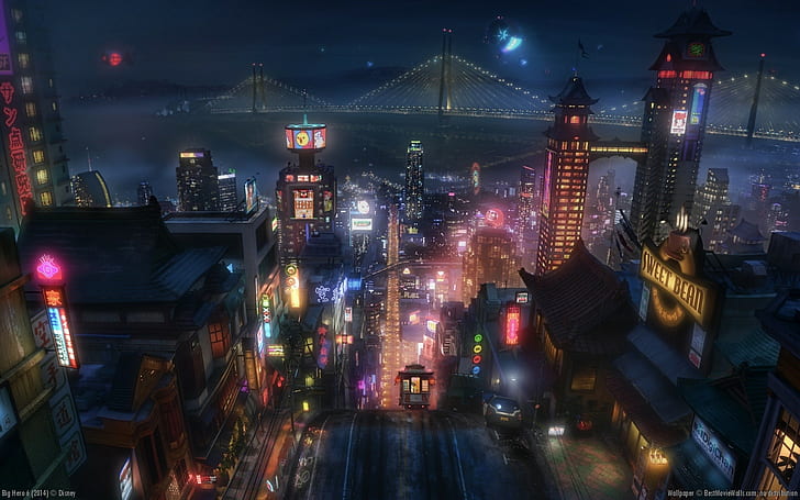 Animated Movies, Big Hero 6, San Fransokyo, Tram, HD wallpaper