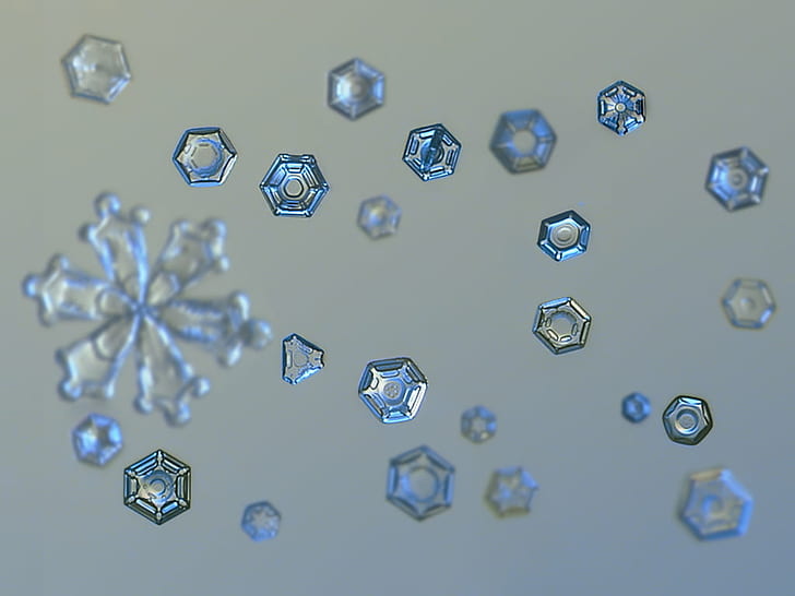 snowflakes digital wallpaper, macro, ice, dust, photo, snow  crystal, HD wallpaper