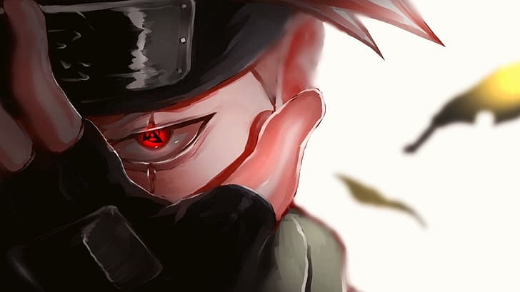 Hatake Kakashi, Naruto (anime), red eyes, Sharingan, digital art