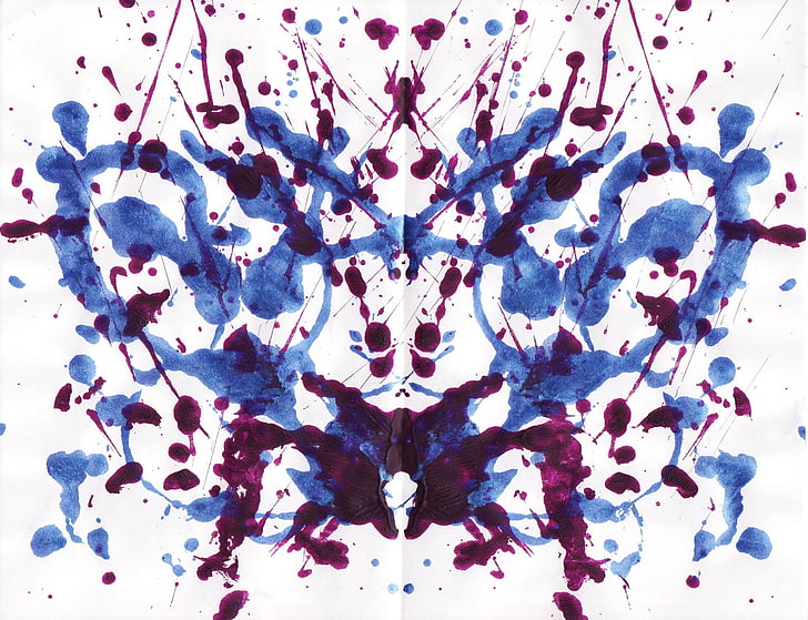 white and black floral textile, Rorschach test, symmetry, ink