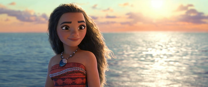 girl, sea, best animation movies of 2016, Moana, HD wallpaper