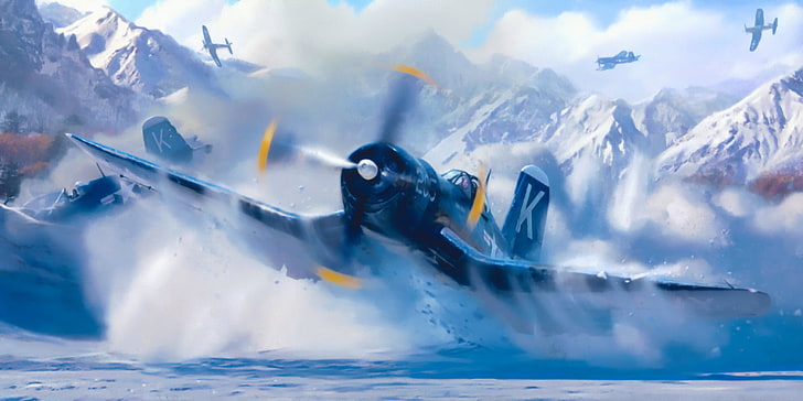 black and white fighting biplane, war, art, painting, aviation, HD wallpaper
