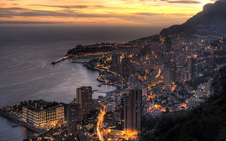 cityscape, sunset, Monaco, HD wallpaper