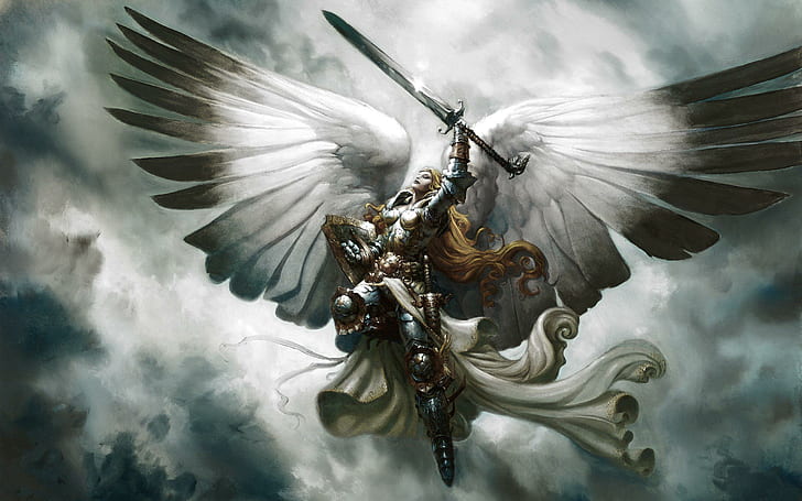 Serra Angel - Magic - The Gathering, angel game character, games, HD wallpaper