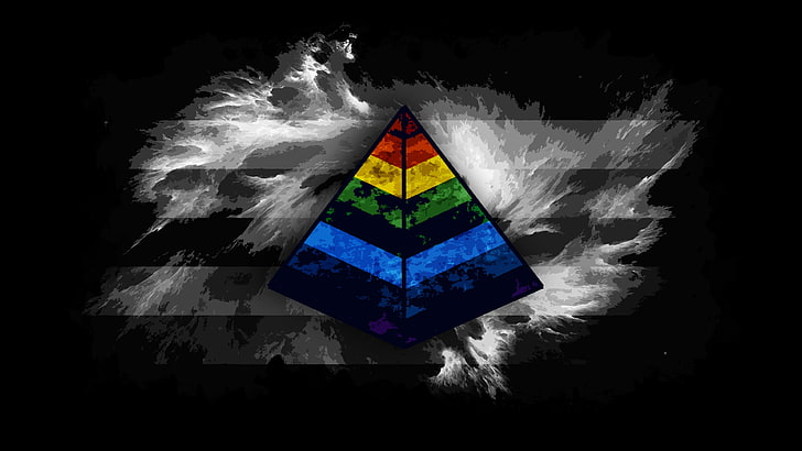 multi-colored pyramid logo, digital art, multi colored, studio shot