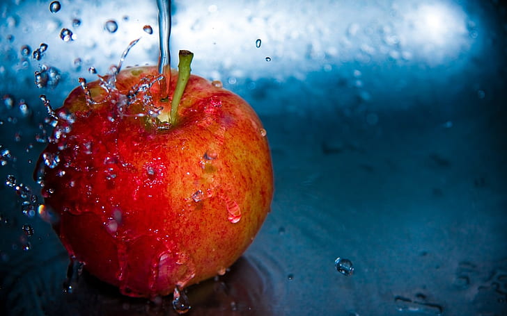 HD wallpaper: Red apple, water drops, splash, red apple fruit | Wallpaper  Flare