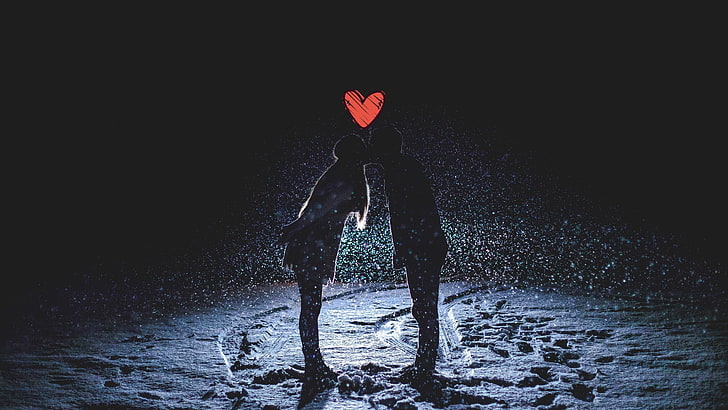 HD wallpaper: love, couple, first love, people, kissing, winter, snow, night  | Wallpaper Flare