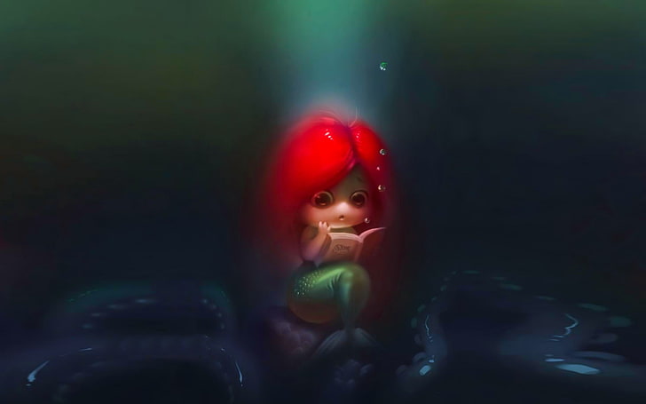 HD wallpaper: Disney Princess Ariel digital wallpaper, artwork, mermaids,  red | Wallpaper Flare