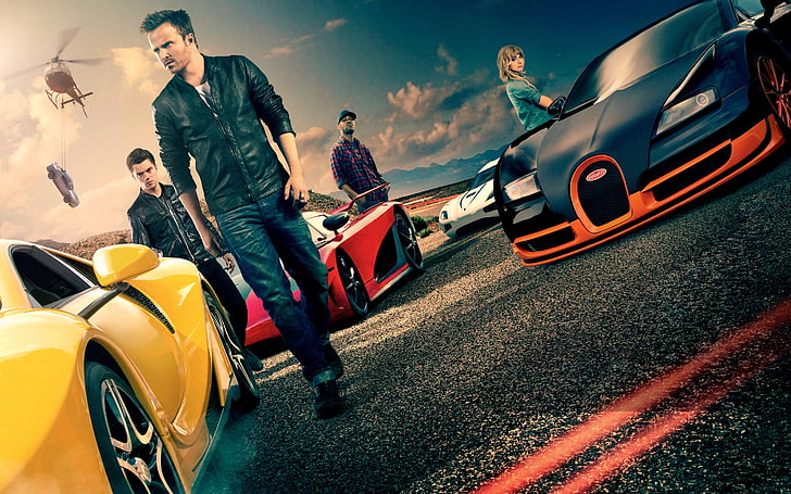 black Bugatti Beyron, Need for Speed (movie), Aaron Paul, movies, HD wallpaper