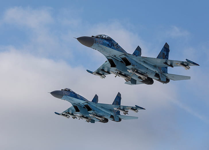 Fighter, Ukraine, Su-27, Su-27UB, Ukrainian air force, R-73, HD wallpaper
