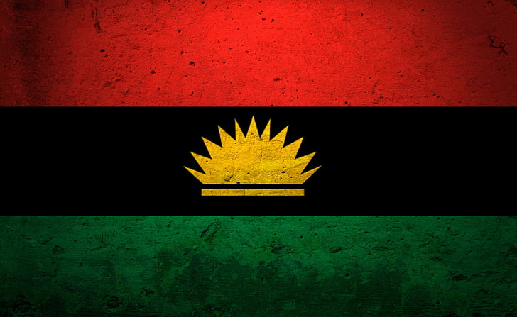 Grunge Flag Of Biafra, red, black, and green flag, Artistic, yellow
