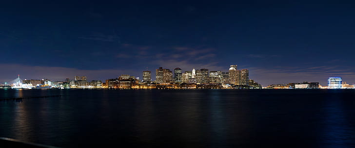 ultrawide boston skyline landscape, HD wallpaper