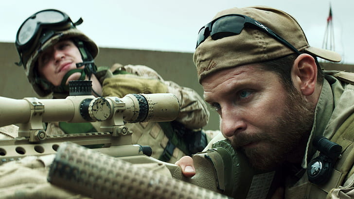 American Sniper Movie Scene, brown sniper rifle, war, HD wallpaper
