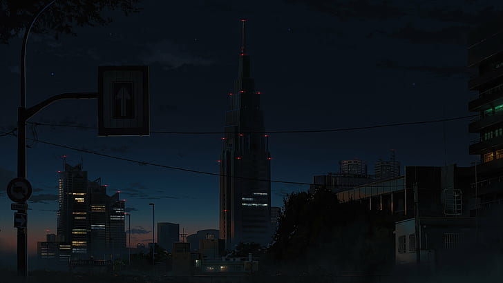HD wallpaper: anime, night, urban, landscape, sky, city | Wallpaper Flare