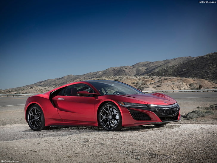 red and black convertible coupe, acura, Acura NSX, Acura NSX 2017